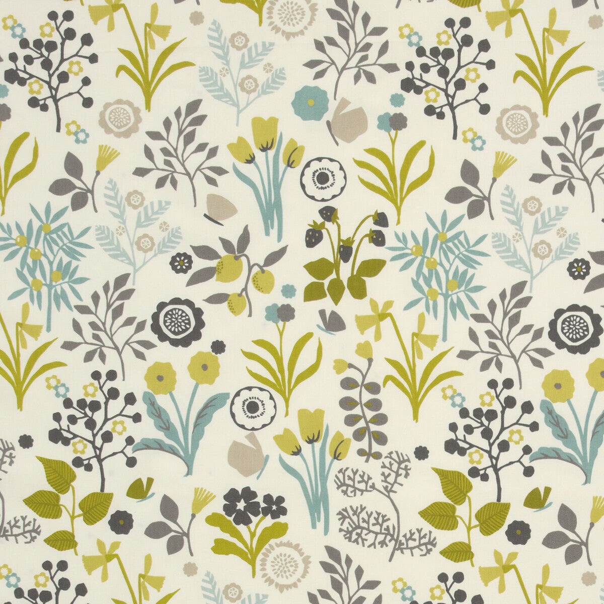 CLARKE AND CLARKE F0991/01.CAC.0 FRIDA CHARTEUSE/CHARCOAL Fabric - Eade's Wallpaper