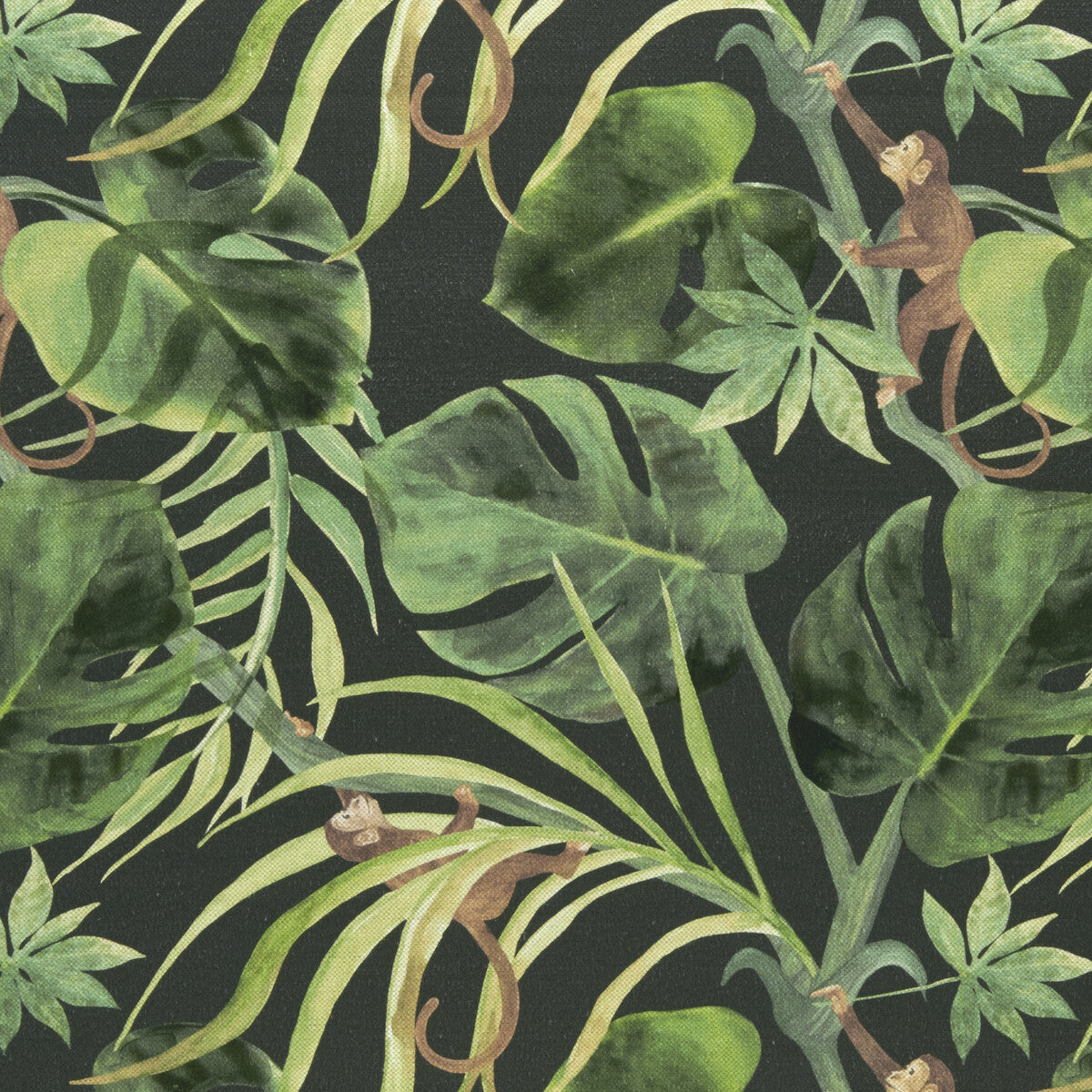CLARKE AND CLARKE F0998/01.CAC.0 MONKEY BUSINESS CHARCOAL Fabric - Eade's Wallpaper