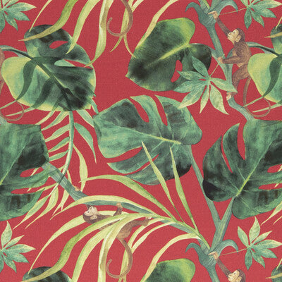 CLARKE AND CLARKE F0998/04.CAC.0 MONKEY BUSINESS ROUGE Fabric - Eade's Wallpaper