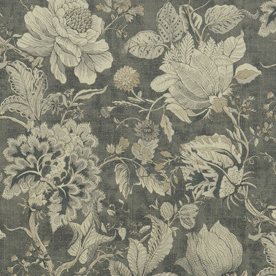 CLARKE AND CLARKE F1048/01.CAC.0 SISSINGHURST CHARCOAL Fabric - Eade's Wallpaper