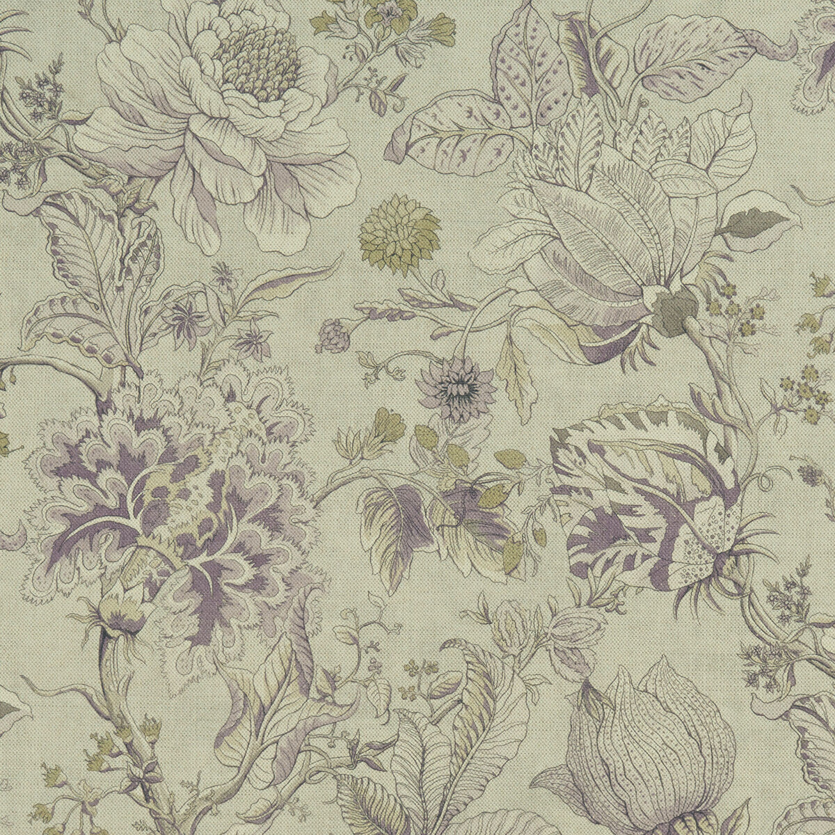 CLARKE AND CLARKE F1048/04.CAC.0 SISSINGHURST HEATHER/OLIVE Fabric - Eade's Wallpaper