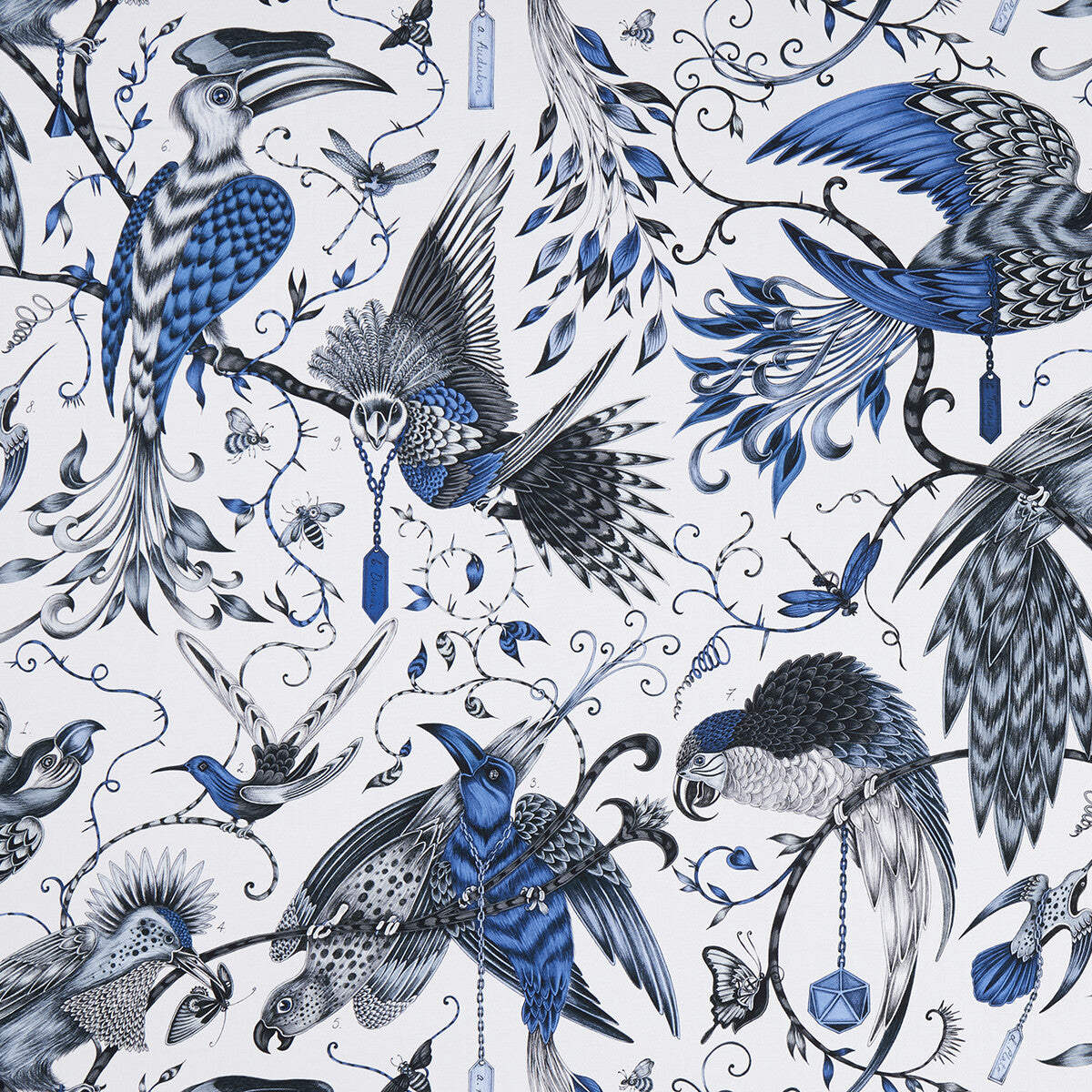 CLARKE AND CLARKE F1108/01.CAC.0 AUDUBON BLUE Fabric - Eade's Wallpaper