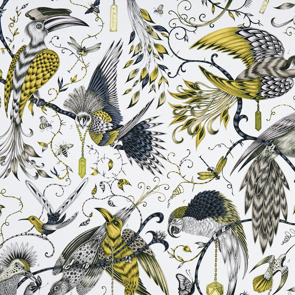 CLARKE AND CLARKE F1108/02.CAC.0 AUDUBON GOLD Fabric - Eade's Wallpaper