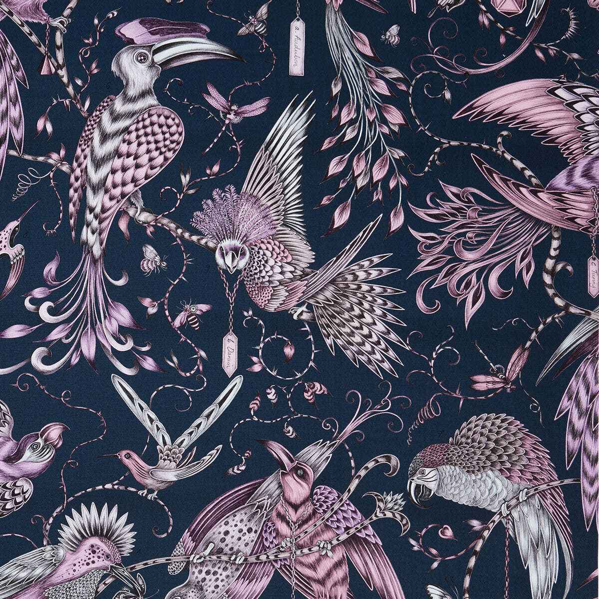 CLARKE AND CLARKE F1108/04.CAC.0 AUDUBON PINK Fabric - Eade's Wallpaper
