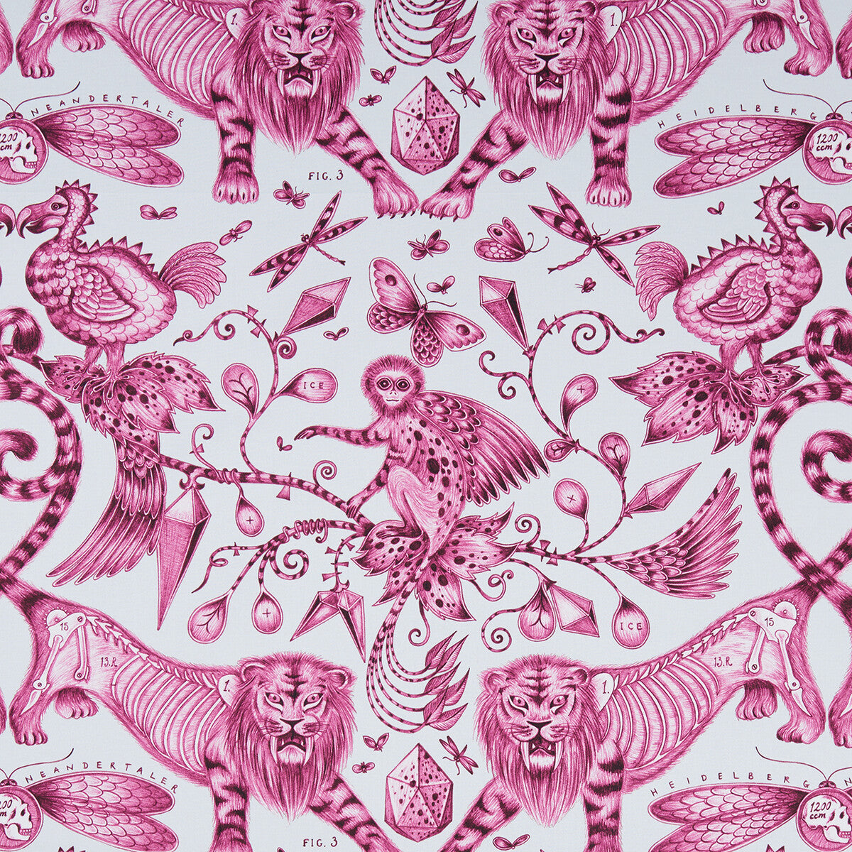 CLARKE AND CLARKE F1109/03.CAC.0 EXTINCT MAGENTA Fabric - Eade's Wallpaper
