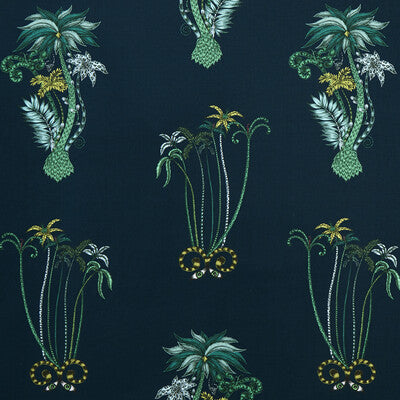 CLARKE AND CLARKE F1110/03.CAC.0 JUNGLE PALMS NAVY Fabric - Eade's Wallpaper