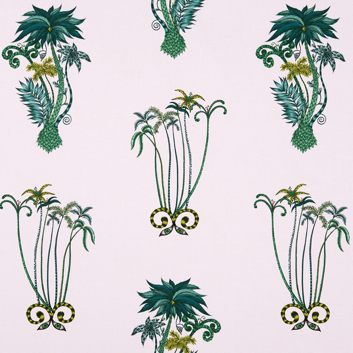 CLARKE AND CLARKE F1110/04.CAC.0 JUNGLE PALMS PINK Fabric - Eade's Wallpaper