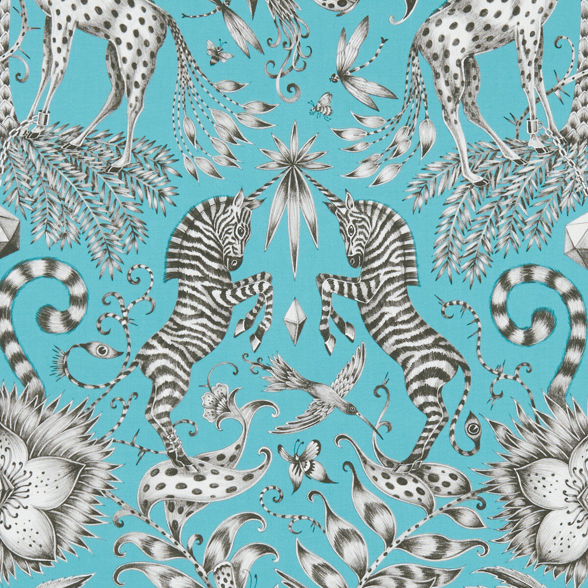 CLARKE AND CLARKE F1111/07.CAC.0 KRUGER TEAL Fabric - Eade's Wallpaper