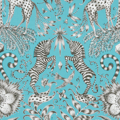 CLARKE AND CLARKE F1111/07.CAC.0 KRUGER TEAL Fabric - Eade's Wallpaper