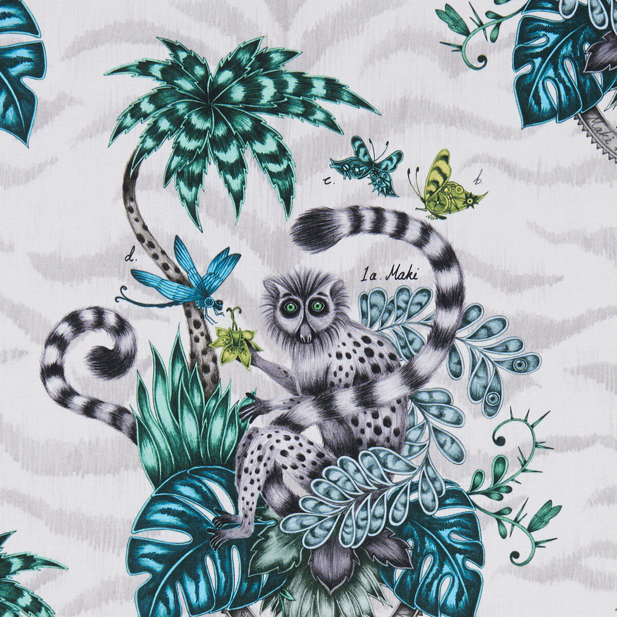 CLARKE AND CLARKE F1112/01.CAC.0 LEMUR JUNGLE Fabric - Eade's Wallpaper