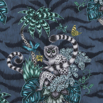 CLARKE AND CLARKE F1112/03.CAC.0 LEMUR NAVY Fabric - Eade's Wallpaper