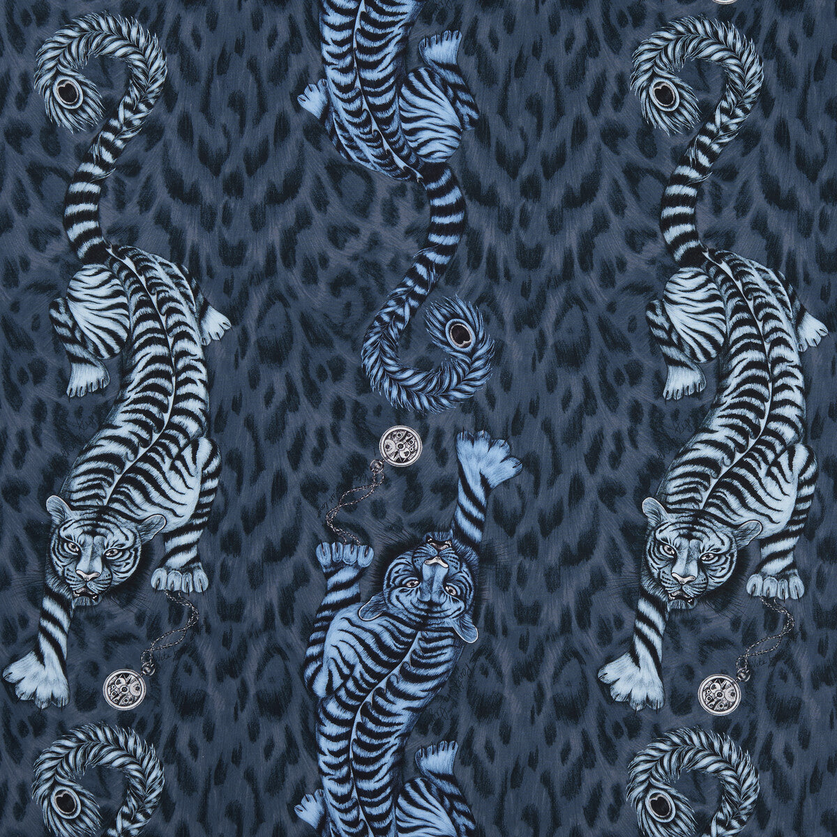 CLARKE AND CLARKE F1114/02.CAC.0 TIGRIS NAVY Fabric - Eade's Wallpaper
