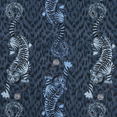 CLARKE AND CLARKE F1114/02.CAC.0 TIGRIS NAVY Fabric - Eade's Wallpaper