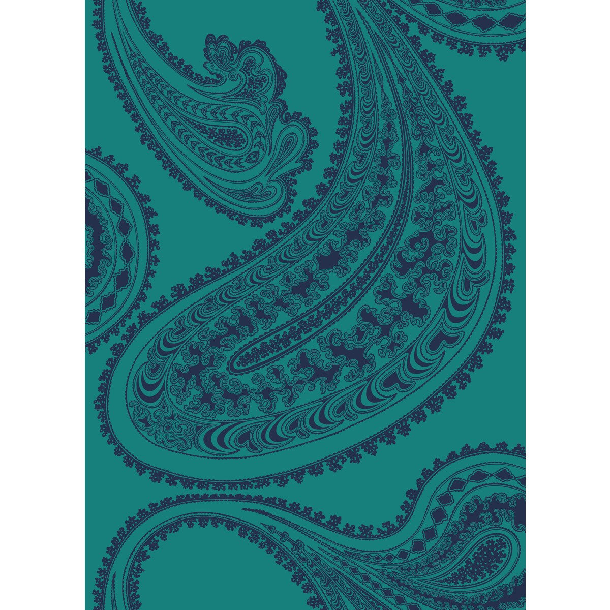 COLE & SON F111/10036.CS.0 RAJAPUR INK ON PETROL Fabric - Eade's Wallpaper