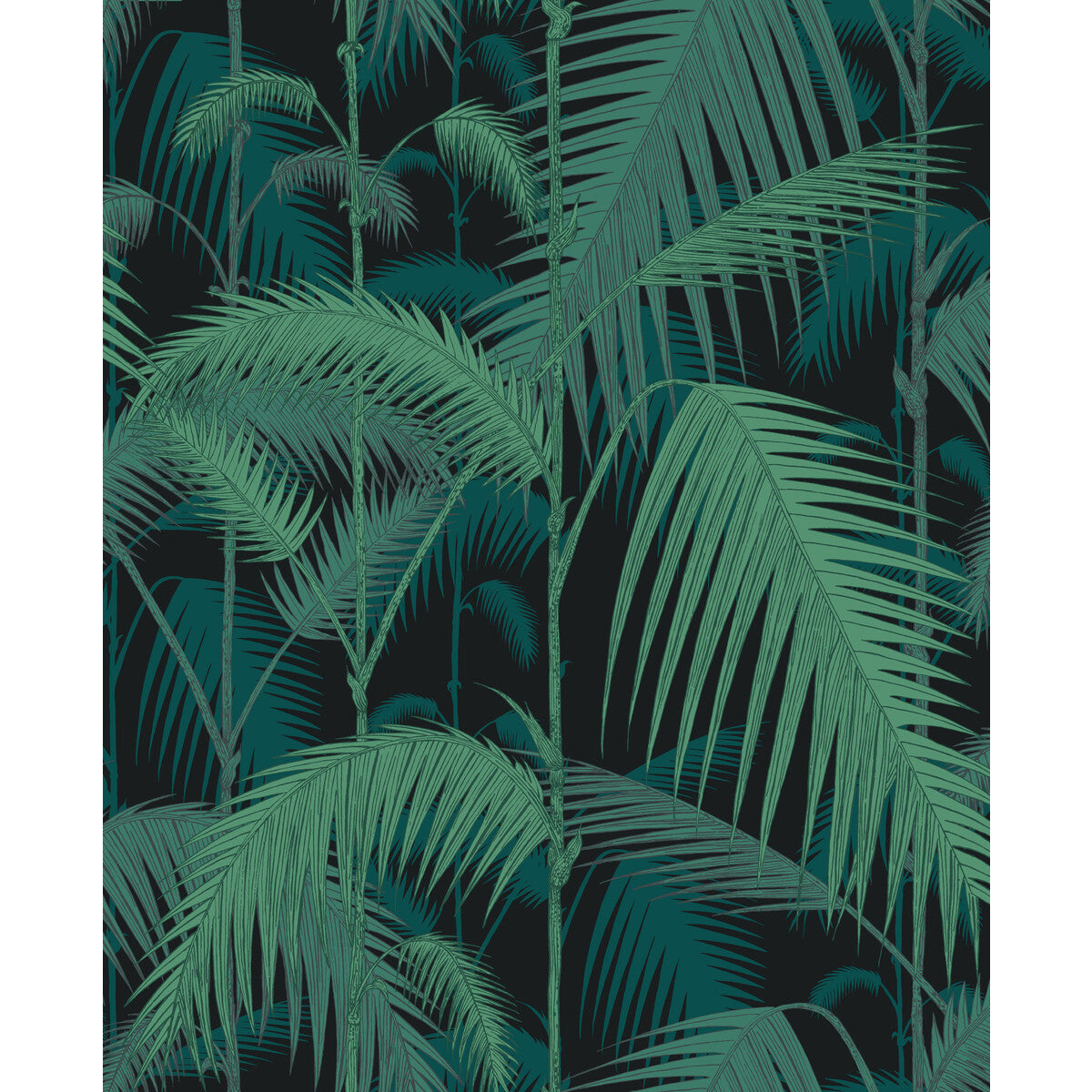 COLE & SON F111/2004L.CS.0 PALM JUNGLE VIR/PET ON CHAR Fabric - Eade's Wallpaper