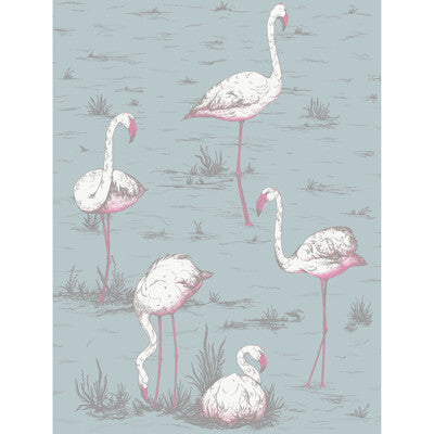 COLE & SON F111/3010L.CS.0 FLAMINGOS WHT/FUCH ON SFOAM Fabric - Eade's Wallpaper