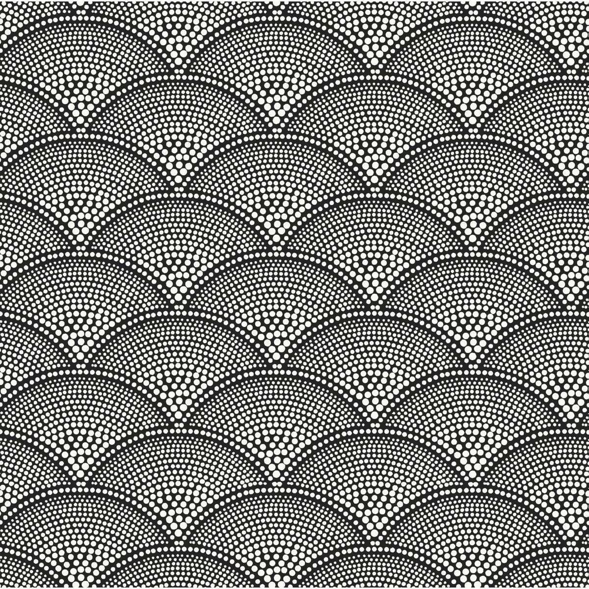 COLE & SON F111/8031.CS.0 FEATHER FAN WHT ON BLK Fabric - Eade's Wallpaper