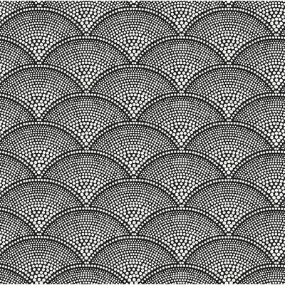 COLE & SON F111/8031.CS.0 FEATHER FAN WHT ON BLK Fabric - Eade's Wallpaper