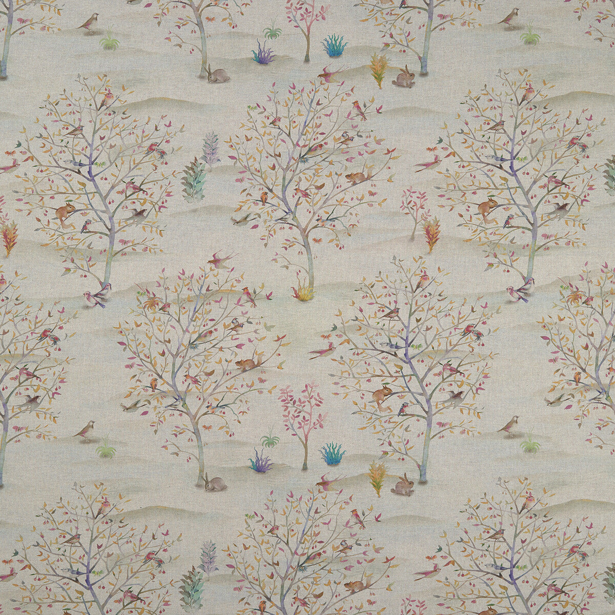 CLARKE AND CLARKE F1148/01.CAC.0 COPPICE SUMMER/LINEN Fabric - Eade's Wallpaper