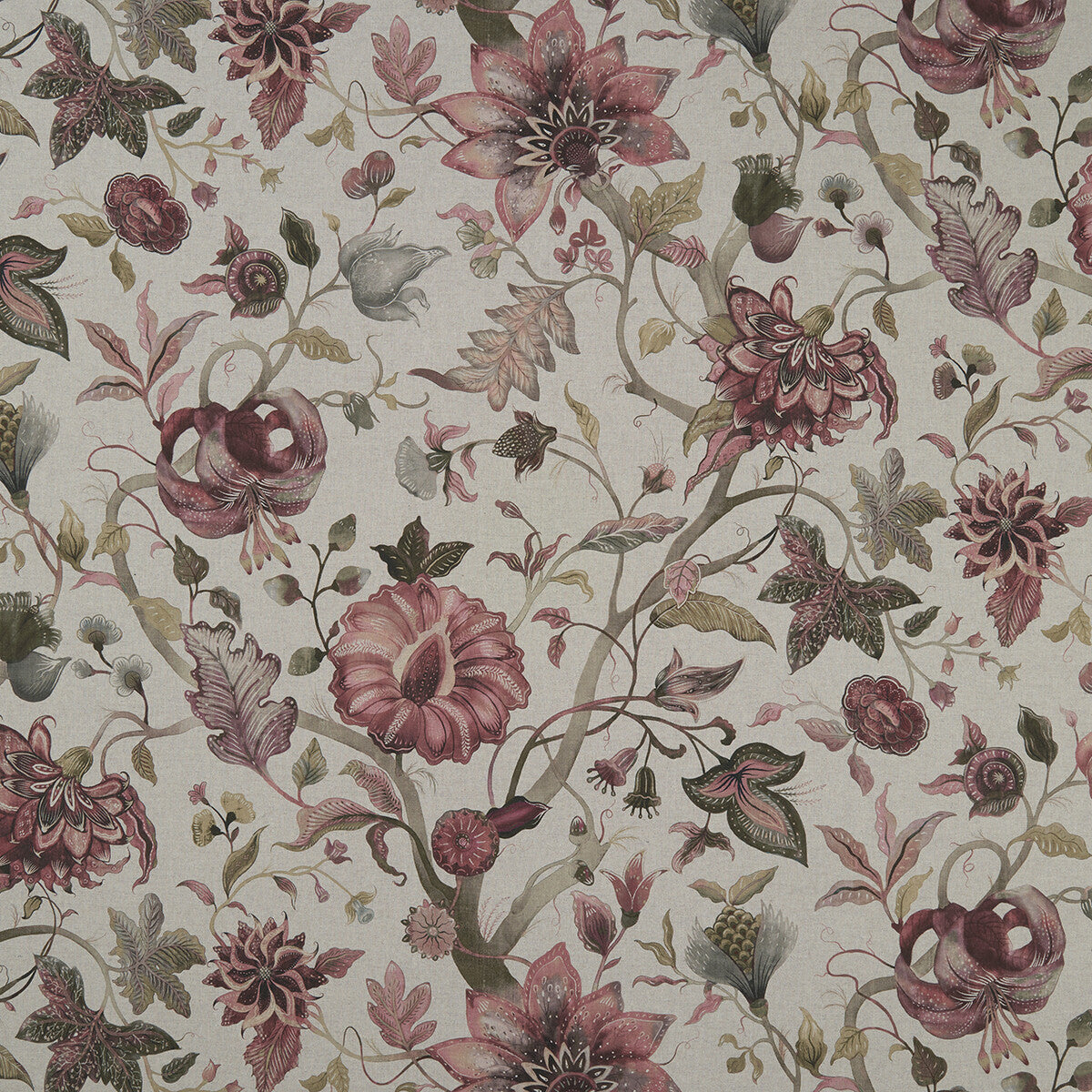 CLARKE AND CLARKE F1149/02.CAC.0 DELILAH CULLA WINTERBERRY/LINEN Fabric - Eade's Wallpaper