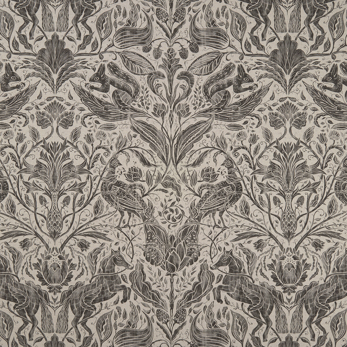 CLARKE AND CLARKE F1158/01.CAC.0 FOREST TRAIL CHARCOAL Fabric - Eade's Wallpaper