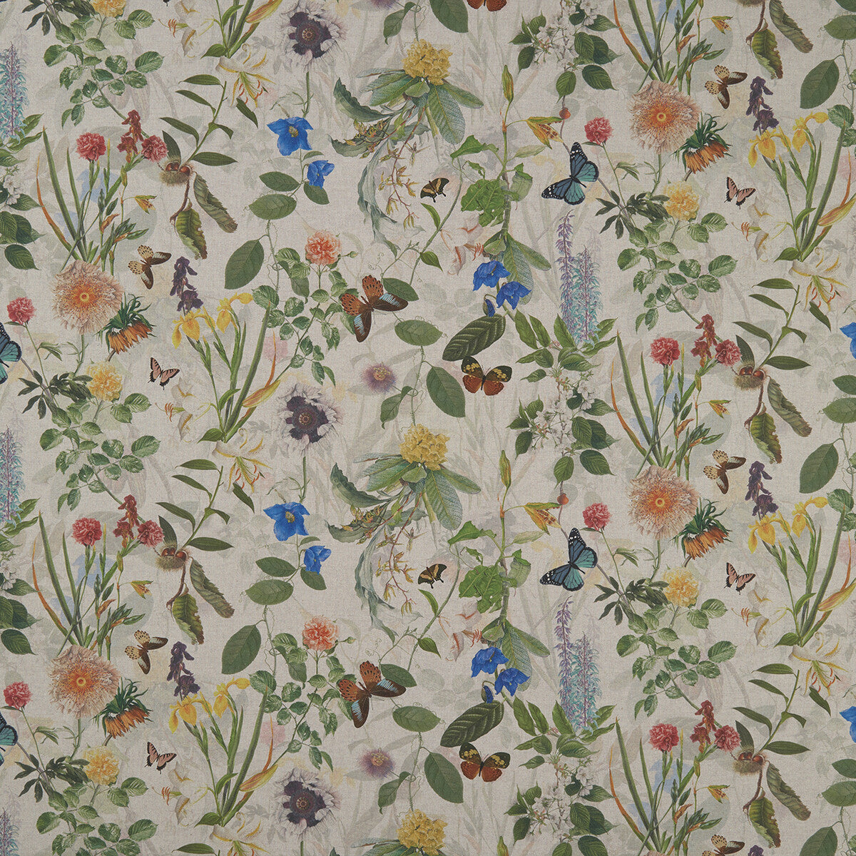 CLARKE AND CLARKE F1174/01.CAC.0 SECRET GARDEN LINEN Fabric - Eade's Wallpaper
