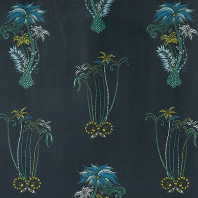 CLARKE AND CLARKE F1209/01.CAC.0 JUNGLE VELVET NAVY Fabric - Eade's Wallpaper