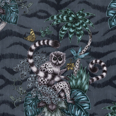 CLARKE AND CLARKE F1211/01.CAC.0 LEMUR VELVET NAVY Fabric - Eade's Wallpaper