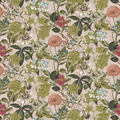 CLARKE AND CLARKE F1304/06.CAC.0 PASSIFLORA BLUSH VELVET Fabric - Eade's Wallpaper