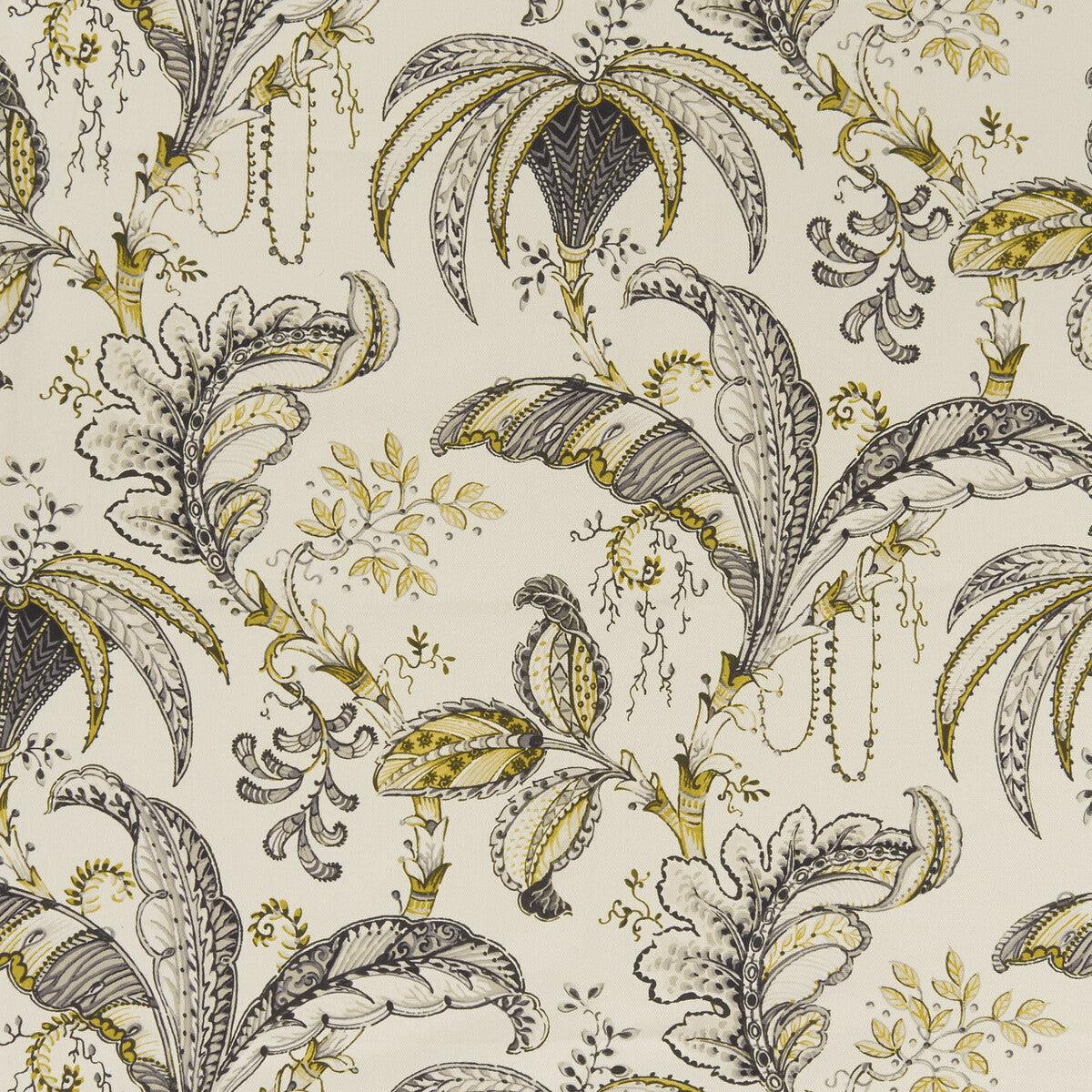 CLARKE AND CLARKE F1330/01.CAC.0 OPHELIA CHARCOAL/OCHRE Fabric - Eade's Wallpaper