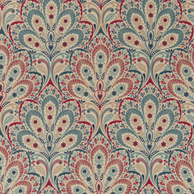 CLARKE AND CLARKE F1332/02.CAC.0 PERSIA DENIM/RASPBERRY Fabric - Eade's Wallpaper
