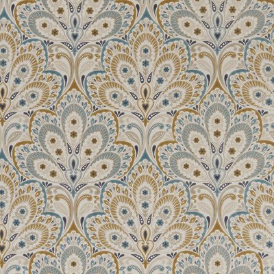 CLARKE AND CLARKE F1332/05.CAC.0 PERSIA TEAL/SPICE Fabric - Eade's Wallpaper