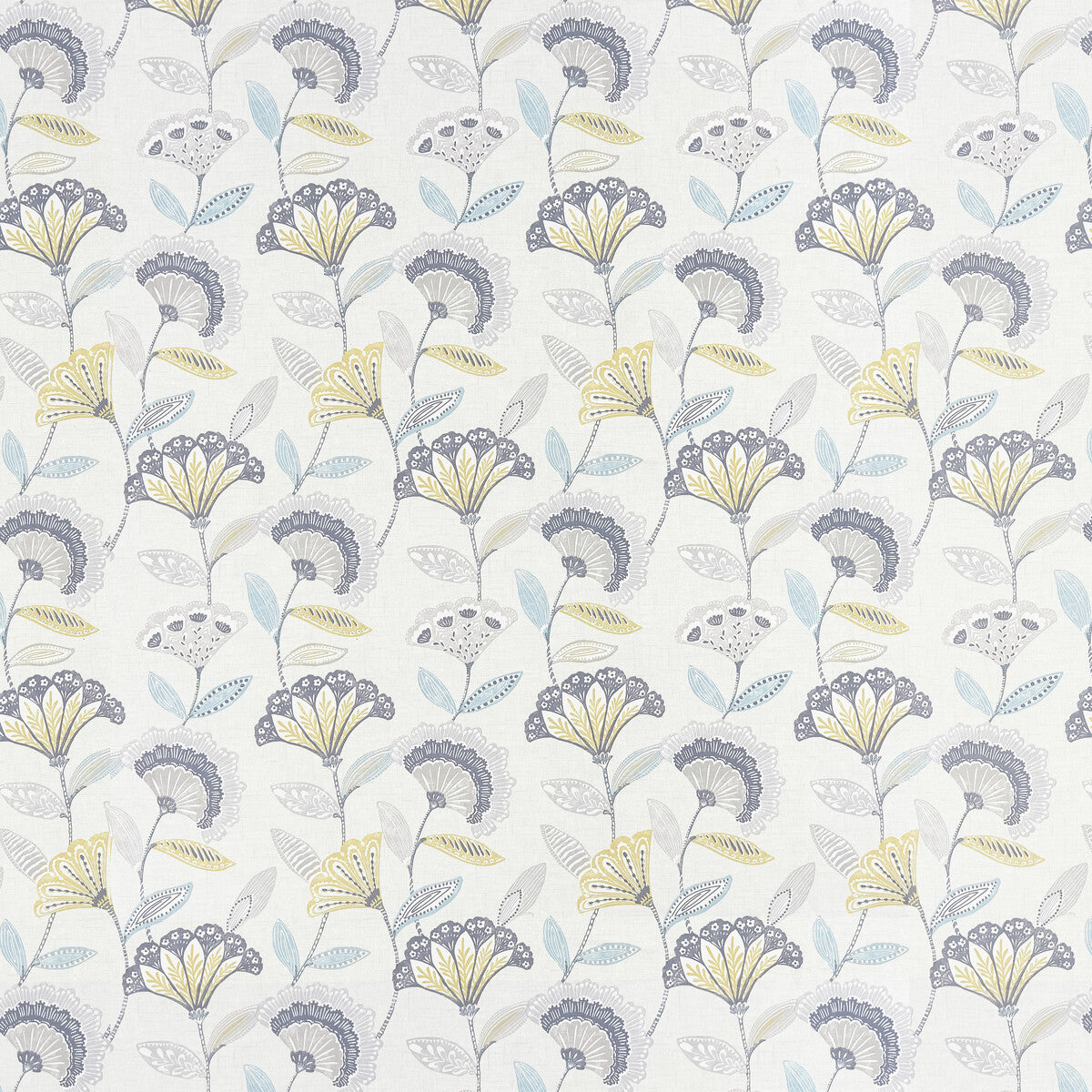 CLARKE AND CLARKE F1462/01.CAC.0 BOHEMIA CHARCOAL/OCHRE Fabric - Eade's Wallpaper