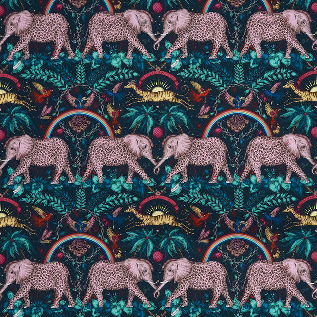 CLARKE AND CLARKE F1487/02.CAC.0 ZAMBEZI SATIN NAVY Fabric - Eade's Wallpaper