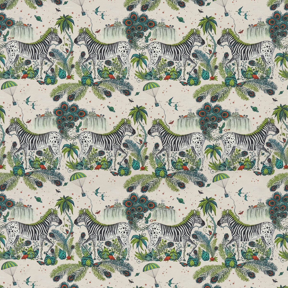 CLARKE AND CLARKE F1491/01.CAC.0 LOST WORLD LINEN GREEN Fabric - Eade's Wallpaper