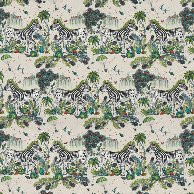 CLARKE AND CLARKE F1491/01.CAC.0 LOST WORLD LINEN GREEN Fabric - Eade's Wallpaper