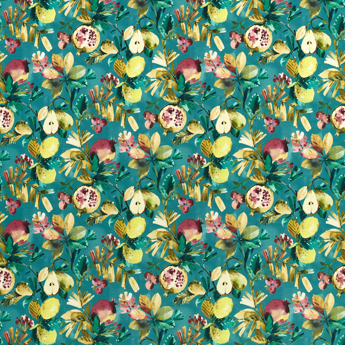 CLARKE AND CLARKE F1515/04.CAC.0 FRUTA TEAL VELVET Fabric - Eade's Wallpaper