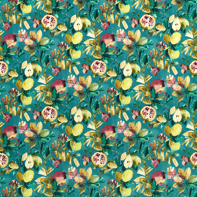 CLARKE AND CLARKE F1515/04.CAC.0 FRUTA TEAL VELVET Fabric - Eade's Wallpaper