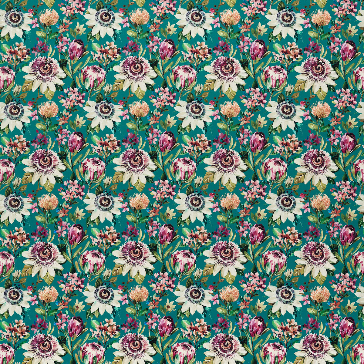CLARKE AND CLARKE F1520/04.CAC.0 PARADISE TEAL VELVET Fabric - Eade's Wallpaper