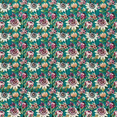 CLARKE AND CLARKE F1520/04.CAC.0 PARADISE TEAL VELVET Fabric - Eade's Wallpaper