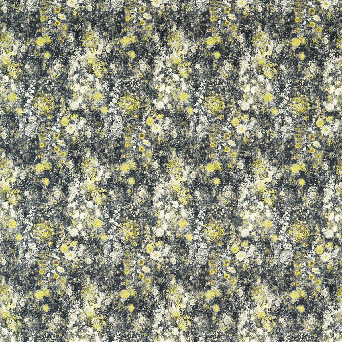 CLARKE AND CLARKE F1539/01.CAC.0 ROSEDENE CHARCOAL/CHARTREUSE Fabric - Eade's Wallpaper