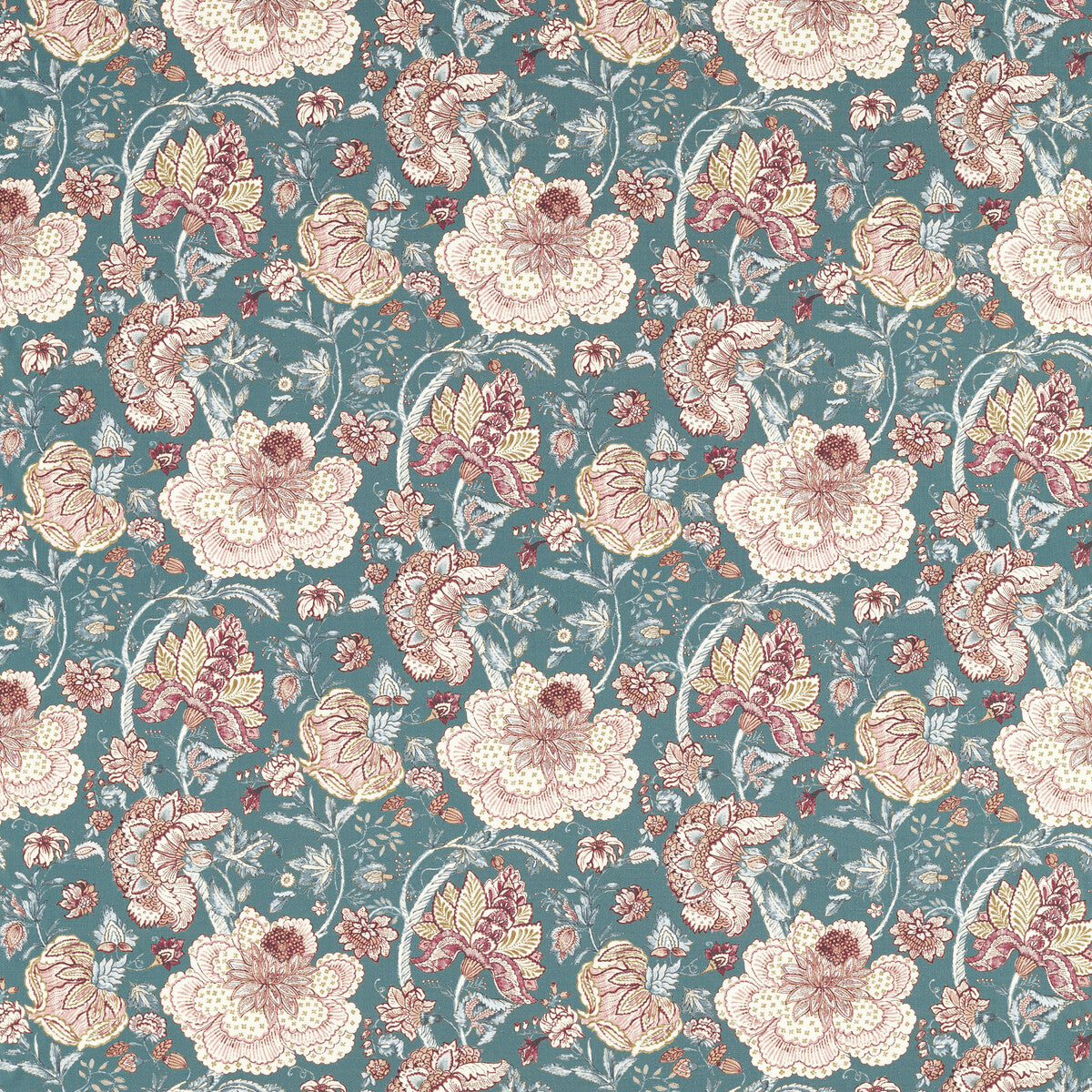 CLARKE AND CLARKE F1542/04.CAC.0 LUCIENNE TEAL Fabric - Eade's Wallpaper