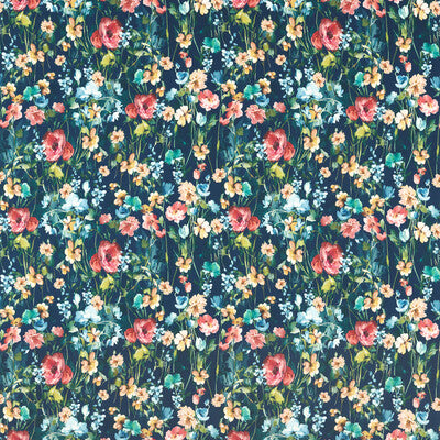 CLARKE AND CLARKE F1575/02.CAC.0 WILD MEADOW MIDNIGHT VELVET Fabric - Eade's Wallpaper