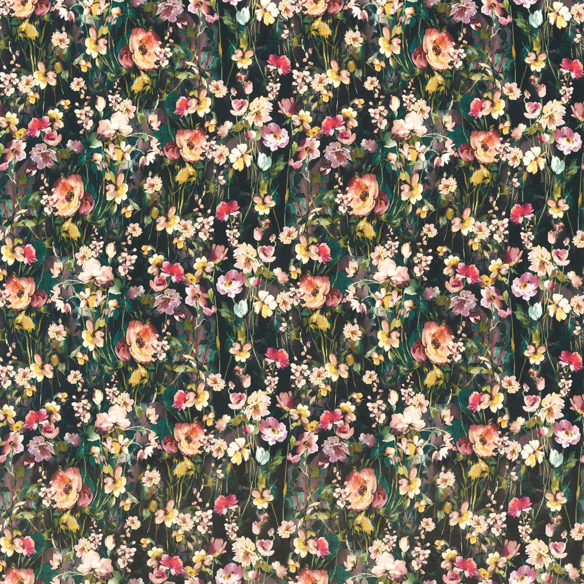 CLARKE AND CLARKE F1575/04.CAC.0 WILD MEADOW NOIR VELVET Fabric - Eade's Wallpaper