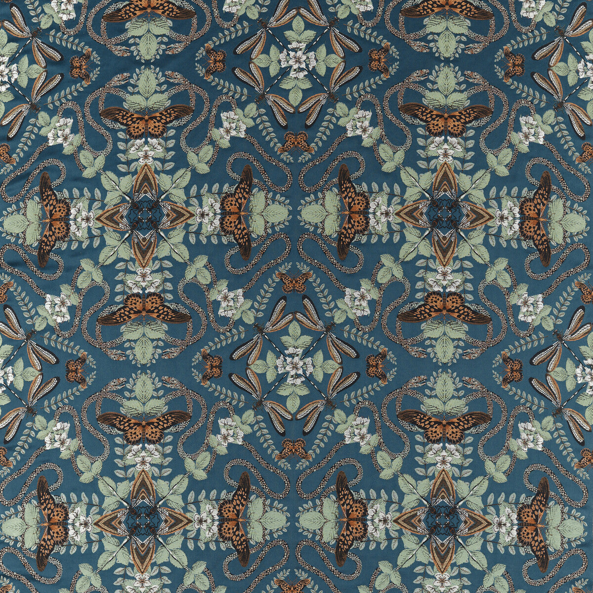 CLARKE AND CLARKE F1581/02.CAC.0 EMERALD FOREST MIDNIGHT JACQUARD Fabric - Eade's Wallpaper