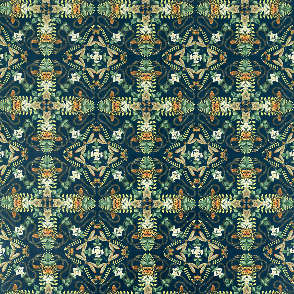 CLARKE AND CLARKE F1585/01.CAC.0 EMERALD FOREST MIDNIGHT VELVET Fabric - Eade's Wallpaper