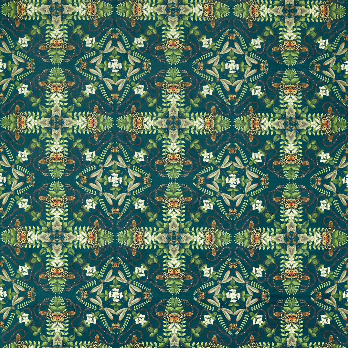 CLARKE AND CLARKE F1585/02.CAC.0 EMERALD FOREST TEAL VELVET Fabric - Eade's Wallpaper