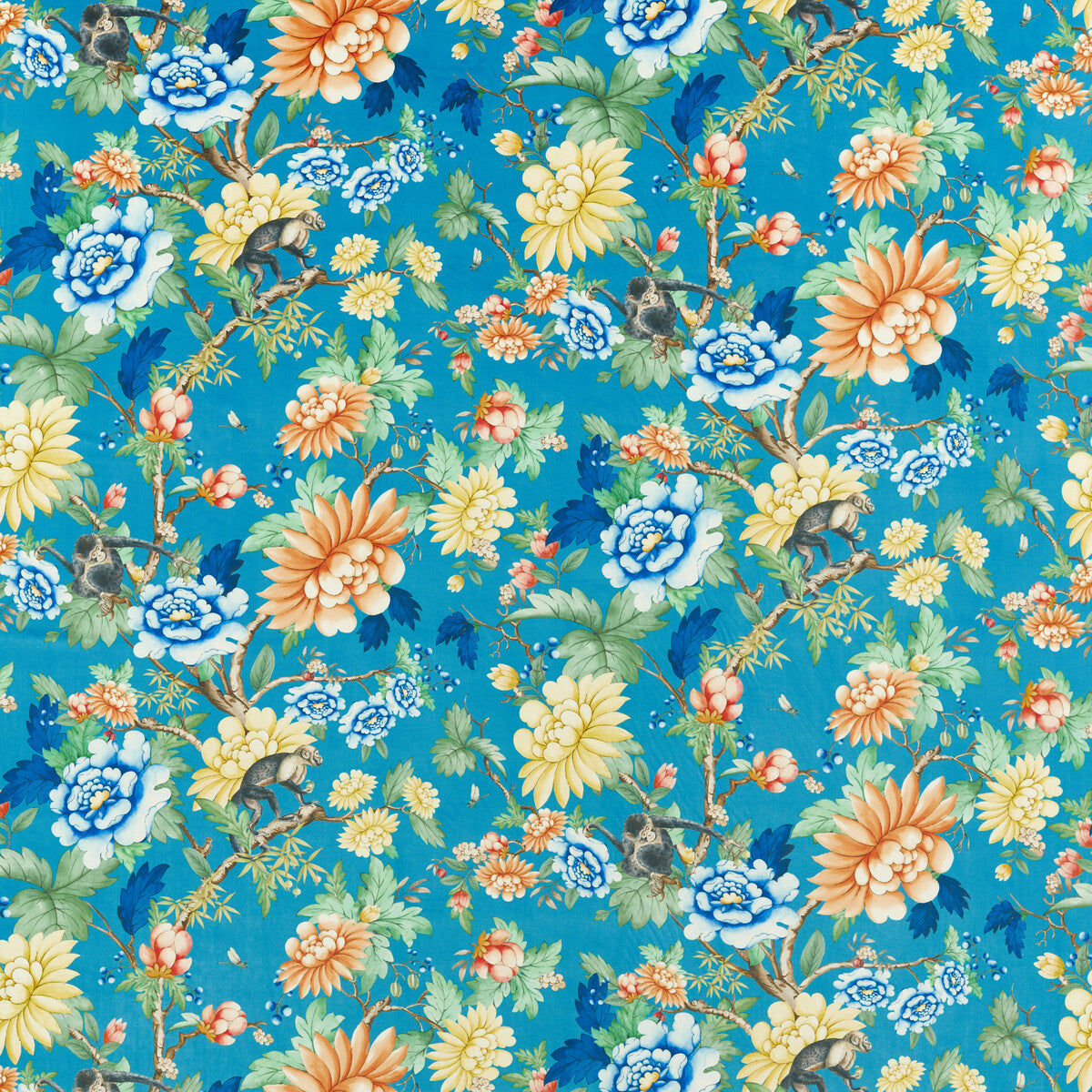 CLARKE AND CLARKE F1589/01.CAC.0 SAPPHIRE GARDEN SAPPHIRE VELVET Fabric - Eade's Wallpaper