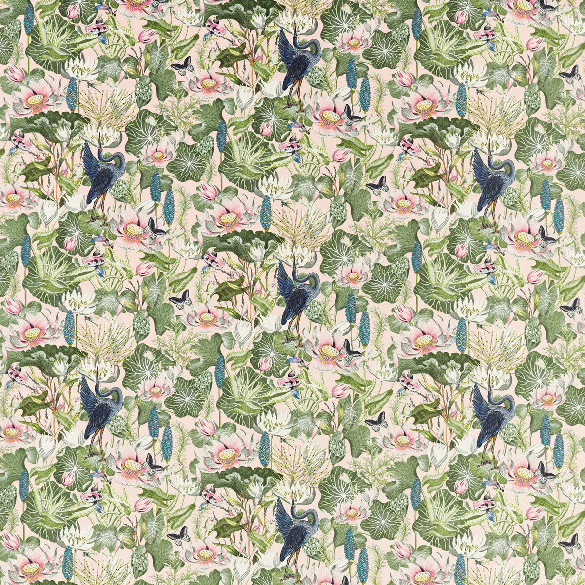 CLARKE AND CLARKE F1591/01.CAC.0 WATERLILY BLUSH VELVET Fabric - Eade's Wallpaper