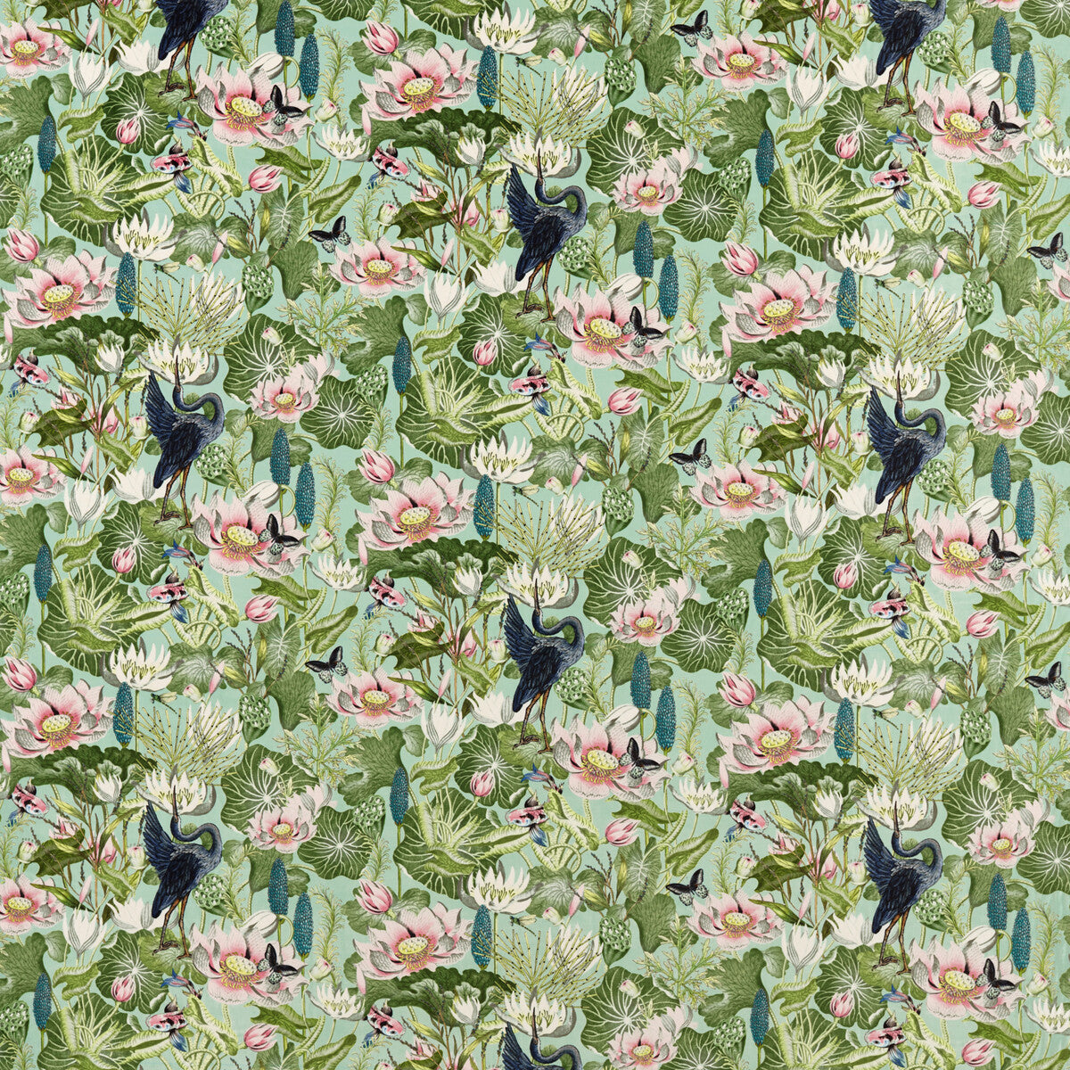 CLARKE AND CLARKE F1591/03.CAC.0 WATERLILY MINERAL VELVET Fabric - Eade's Wallpaper